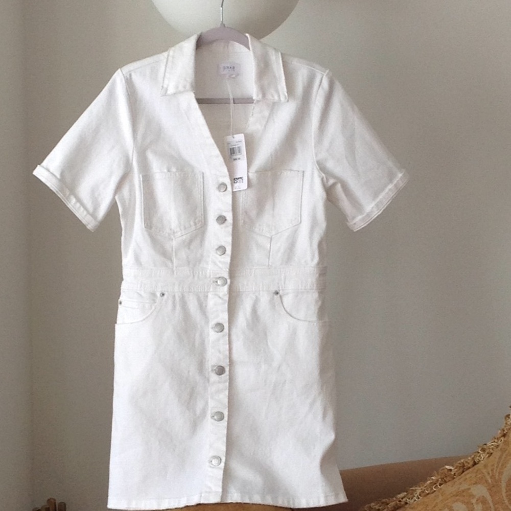 🔴 GRAB DENIM - 'Pure White' Button Down Dress